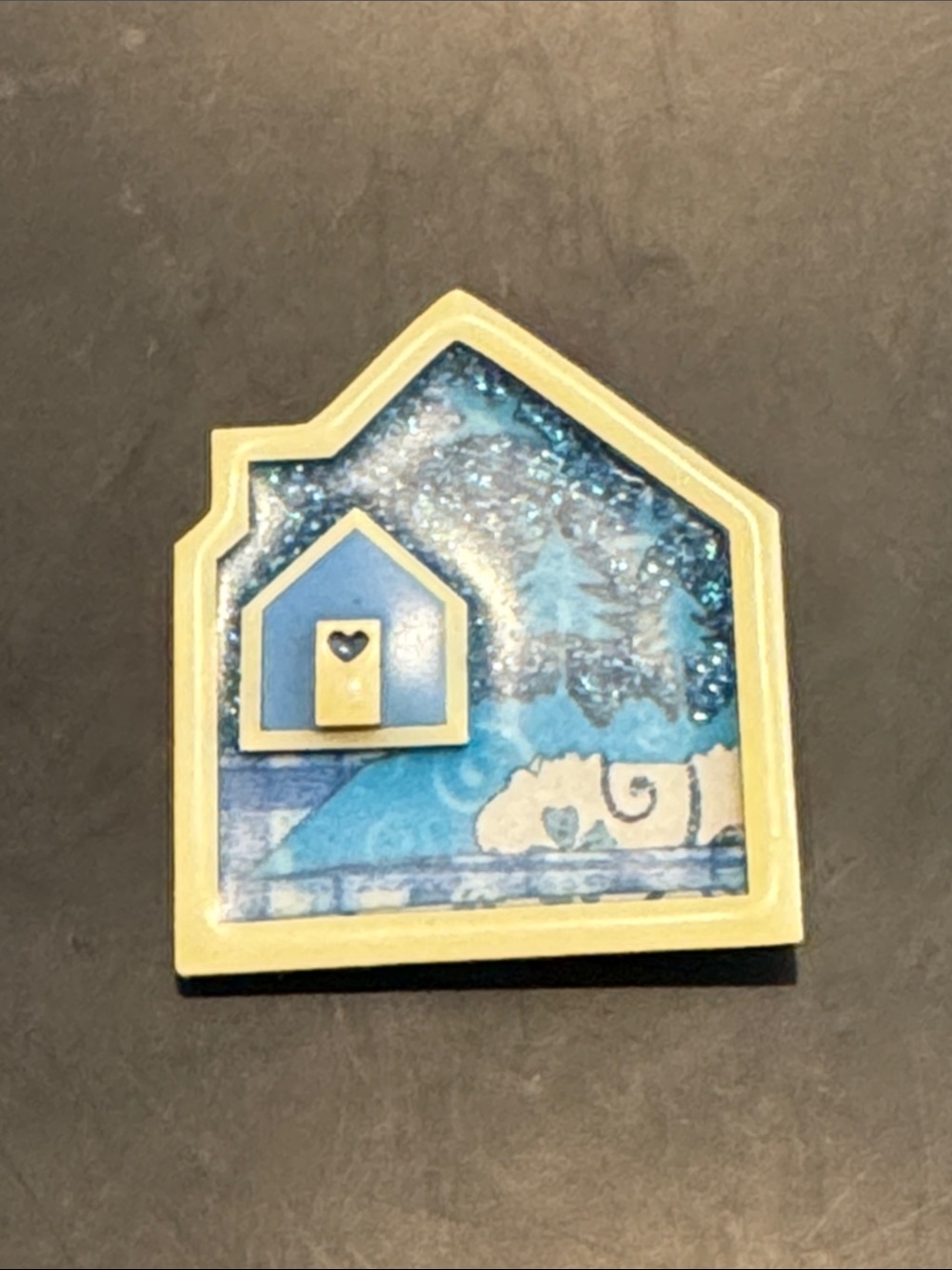 Vintage House Pins by Lucinda Blue/Cream House-Shaped Enamel Brooch